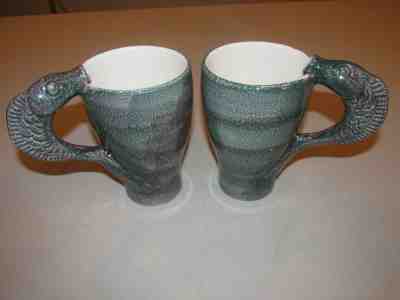 Vintage Rare!! 2 - Starbucks Fish Handle Mugs * Hand Painted * FREE SHIPPING!! - Sold on eBay Nov, 23rd 2019 for $59.99