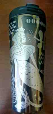RARE Starbucks Holiday Mermaid Black Silver Stainless Steel Travel Mug (16 oz) - Sold on eBay Nov, 23rd 2019 for $39.95