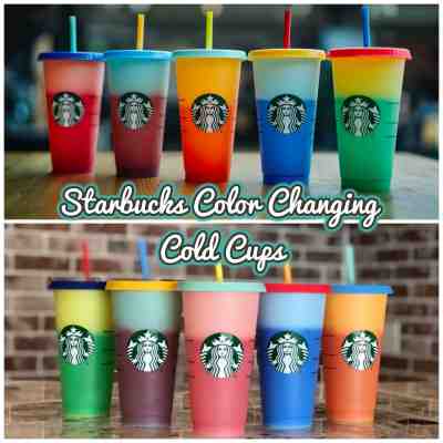 Starbucks Color Changing Reusable Cold Cup Tumbler Pack of 5 w/ Lids Straws 24oz - Sold on eBay Nov, 23rd 2019 for $48.00