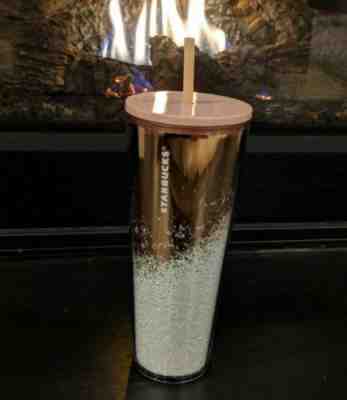 Starbucks Holiday 2019 Cascading Snow Glitter Rose Gold Tumbler - Sold on eBay Nov, 23rd 2019 for $39.99