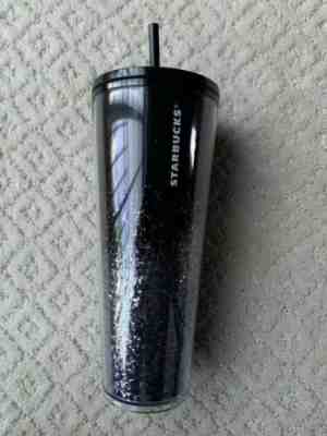 NEW Starbucks Holiday 2019 Venti Tumbler BLACK/SILVER Cascading Snow 24oz - Sold on eBay Nov, 23rd 2019 for $29.40