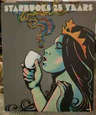 STARBUCKS ART POSTER 25th Anniversary 1996 Milton Glaser - RARE 25" x 22" - Sold on eBay Nov, 23rd 2019 for $36.00