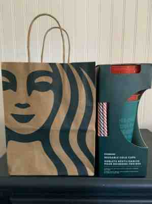 NEW Starbucks 2019 Holiday Christmas Reusable Cold Cups Lids & Straws 24oz 5Pack - Sold on eBay Nov, 23rd 2019 for $26.00
