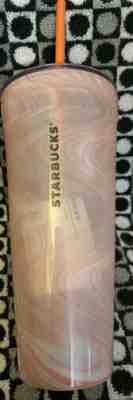 STARBUCKS VENTI 20oz PINK & ORANGE SWIRL DOUBLE WALL GLASS TUMBLER W/LID 2017 - Sold on eBay Nov, 22nd 2019 for $72.00