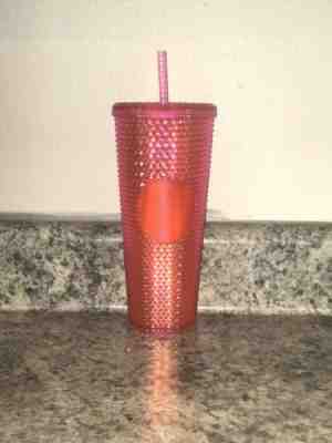 NEW STARBUCKS  2019  Neon Pink Studded Cold Cup Tumbler WINTER HOLIDAY 24 oz - Sold on eBay Nov, 22nd 2019 for $27.00