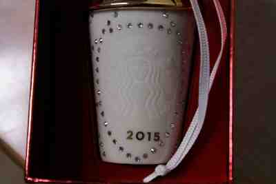 NEW 2015 Starbucks Ornament Swarovski Clear & Gold Crystals Christmas Ornament  - Sold on eBay Nov, 22nd 2019 for $24.95