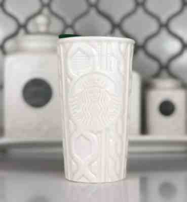 Starbucks 2016 Travel Tumbler White Cable Knit Sweater Ceramic Insulated Mug - Sold on eBay Nov, 22nd 2019 for $19.99