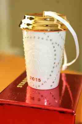 2015 NEW STARBUCKS WHITE SWAROVSKI ORNAMENT - Sold on eBay Nov, 22nd 2019 for $26.50