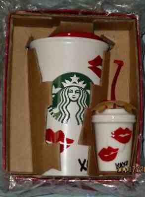 New Starbucks 2015 Lips XOXO Double Wall Ceramic Tumbler w/ Matching Ornament - Sold on eBay Nov, 22nd 2019 for $29.99
