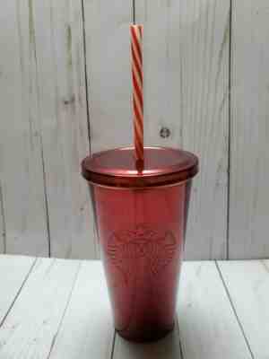 Starbucks 2014 Metallic Red Stainless Steel 16 oz. Tumbler Red/White Straw - Sold on eBay Nov, 22nd 2019 for $22.95