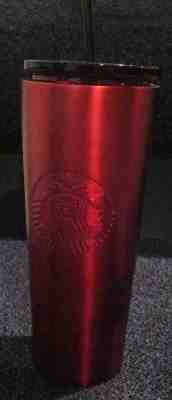 NEW STARBUCKS TUMBLER COLD CUP Red STAINLESS STEEL TRAVEL 24 oz - Sold on eBay Nov, 22nd 2019 for $34.99