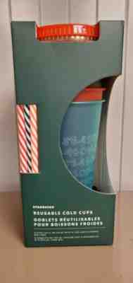 Starbucks 2019 Holiday Christmas Reusable Cold Cups Lids & Straws 24oz 5 Pack - Sold on eBay Nov, 22nd 2019 for $17.99
