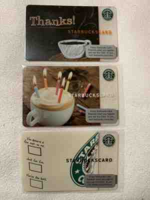 Starbucks 2009 Occasion Test 3 Cards COMPLETE SET 6053 Just For Fun Bday Thanks - Sold on eBay Nov, 21st 2019 for $317.00