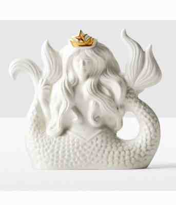 NEW NIB 2016 STARBUCKS CERAMIC MERMAID SIREN SCULPTURE FIGURINE WHITE GOLD CROWN - Sold on eBay Nov, 16th 2019 for $42.95