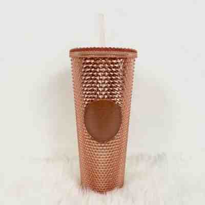 Starbucks Studded Rose Gold Iridescent Sparkly Venti Cold Cup Tumbler 24oz Pink - Sold on eBay Nov, 25th 2019 for $59.99