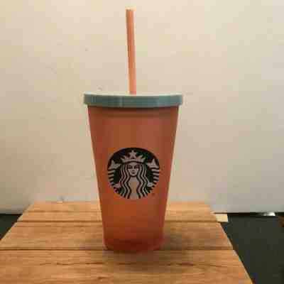 NEW Starbucks 2019 Pink Frosted Tumbler Blue Lid Mermaid Logo GRANDE 16oz RARE - Sold on eBay Nov, 25th 2019 for $19.99