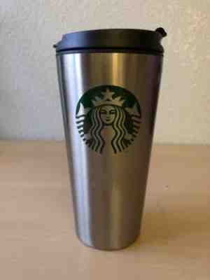 Starbucks Coffee Silver Black Stainless Steel Tumbler Travel Cup Lid 16 oz 2013 - Sold on eBay Nov, 25th 2019 for $24.99