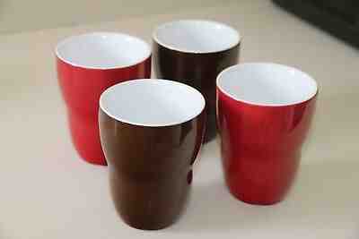 STARBUCKS 2008 AIDA - 4 DOUBLE-WALLED MUGS - VINTAGE & MODERN - 2 BROWN & 2 RED - Sold on eBay Nov, 25th 2019 for $28.00