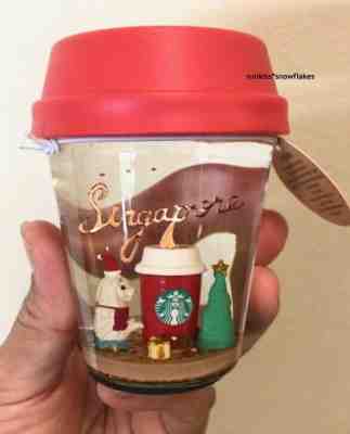 NEW 2019 Ltd Ed Starbucks Singapore Glitter Snow Globe Merlion Christmas Red Cup - Sold on eBay Nov, 25th 2019 for $39.90