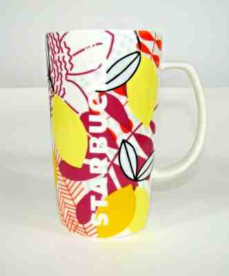 Starbucks 2015 Etched Spring Floral Lemons Tropical 16 oz Tall Coffee Mug Cup - Sold on eBay Nov, 25th 2019 for $15.35