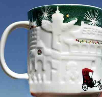 Starbucks Christmas Beijing Mug 16 oz 2015 Green City Relief Collectors Series - Sold on eBay Nov, 25th 2019 for $26.45