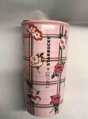 NEW 2018 Starbucks Ban.do Bando Ceramic Pink Plaid Rose Travel Tumbler Mug Cup - Sold on eBay Nov, 25th 2019 for $15.95