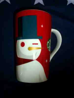 Starbucks coffee mug 2012 Winking Snowman Christmas Holiday Red Large 16 oz Cup - Sold on eBay Nov, 25th 2019 for $16.00