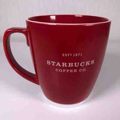 2007 STARBUCKS Coffee Co. 18oz Coffee Mug Red with White Trim Abbey EST 1971 - Sold on eBay Nov, 25th 2019 for $19.97