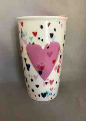 Starbucks Pink Heart W/Shines Speckle Valentine Ceramic Travel Cup 10 Oz 2014 - Sold on eBay Nov, 25th 2019 for $35.00