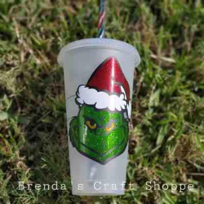 Grinch Starbucks Cold Drink Cup *With RARE Holiday Straw* - Sold on eBay Nov, 25th 2019 for $20.00
