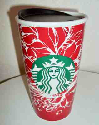 Starbucks travel mug 2016 ceramic mug Holiday Christmas Winter Bird Red ceramic - Sold on eBay Nov, 25th 2019 for $17.50