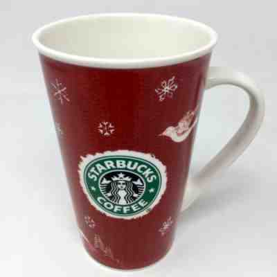 Starbucks Holiday 2008 Collectible 16 oz Coffee Mug Cup Deer Dove Tree Flakes - Sold on eBay Nov, 25th 2019 for $17.97
