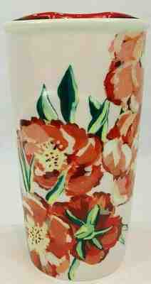 New! Starbucks 2015 Tall Ceramic 10 oz. Travel Mug, Floral w/ Red Lid          - Sold on eBay Nov, 25th 2019 for $19.99