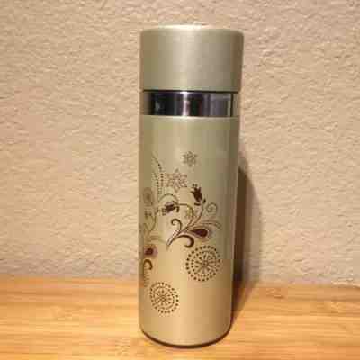 2009  Starbucks Coffee Stainless & Clay Gold Travel Thermos Tumbler Mug 10oz A19 - Sold on eBay Nov, 25th 2019 for $22.95