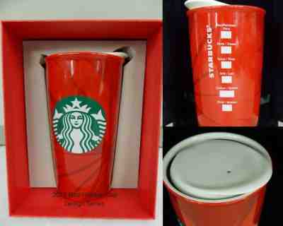 Rare 2014 Starbucks Red Holiday Design Double Wall Ceramic Travel Tumbler 12 oz - Sold on eBay Nov, 25th 2019 for $25.00