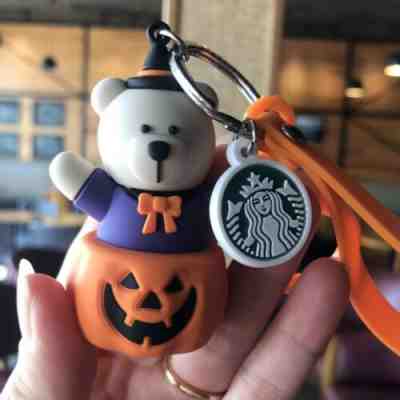 New Starbucks 2019 Malaysia Halloween Pumpkin Bear Keychain - Sold on eBay Nov, 26th 2019 for $19.99