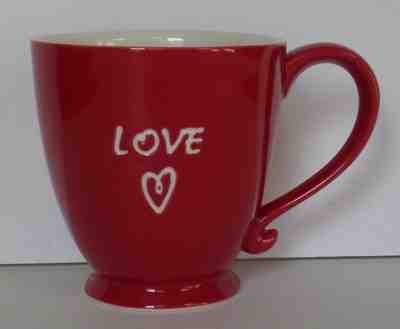 2006 Starbucks 15 oz. Footed Ceramic VALENTINES DAY Mug - Red/White - LOVE/HEART - Sold on eBay Nov, 26th 2019 for $16.00