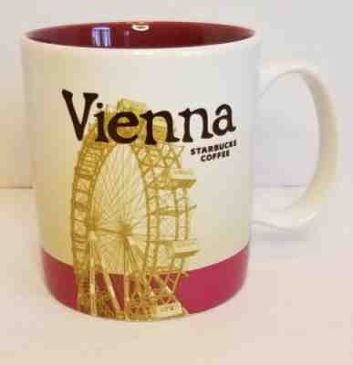 Vienna Starbucks Global Icon Collector Mug 2014 White Wheat Maroon Wien 16 Oz - Sold on eBay Nov, 26th 2019 for $35.00