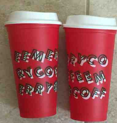 (2) Starbucks Holiday Christmas 2019 Red Reuseable Cup w/Lid - Sold on eBay Nov, 26th 2019 for $15.00