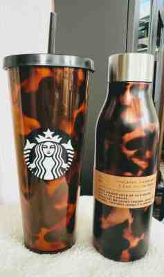RARE Starbucks Venti Cold Cup Tumbler & Steel Water Bottle Tortoise Shell bundle - Sold on eBay Nov, 26th 2019 for $78.99
