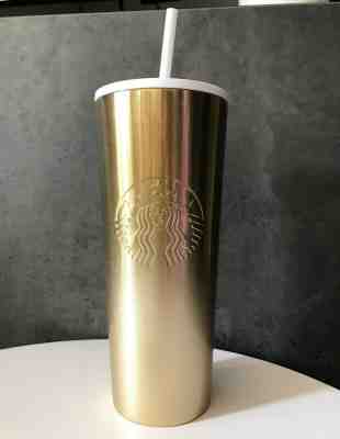 Starbucks Holiday 2019 Gold Metal Tumbler with Straw Venti 24 oz Limited Edition - Sold on eBay Nov, 26th 2019 for $54.95