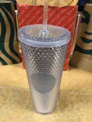 NEW Starbucks Limited 2019 Iridescent Cold Cup Platinum Studded Bling Tumbler - Sold on eBay Nov, 26th 2019 for $19.80