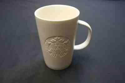 STARBUCKS COFFEE - 2014 Matte White Etched Embossed Mermaid Logo 12oz Cup Mug - Sold on eBay Nov, 25th 2019 for $19.99