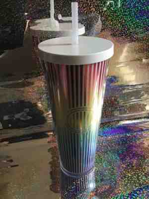 NEW STARBUCKS SUMMER 2019 IRIDESCENT RAINBOW ‘LOVE’ TUMBLER/COLD CUP 24oz VENTI - Sold on eBay Nov, 24th 2019 for $16.99
