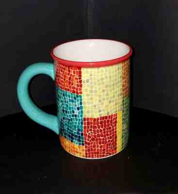 Starbucks Barista Large Mosaic Coffee Mug 2002 Red Orange 16 oz - Sold on eBay Nov, 24th 2019 for $17.50