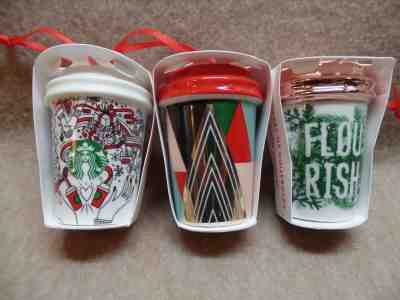 2017 Starbuck Holiday Cup Ornaments - Lot of 3 - Sold on eBay Nov, 24th 2019 for $24.00