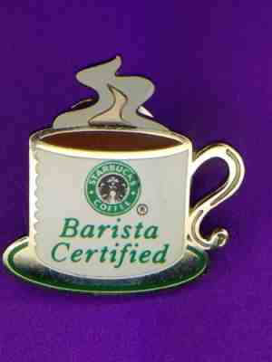 VINTAGE STARBUCKS OLD STYLE LOGO CERTIFIED BARISTA ENAMEL PIN BACK HAT PIN - Sold on eBay Nov, 24th 2019 for $19.99