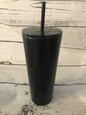 New Starbucks Matte Black Venti 24oz Double Wall Tumbler Reusable Cup Lid Straw - Sold on eBay Nov, 24th 2019 for $44.99
