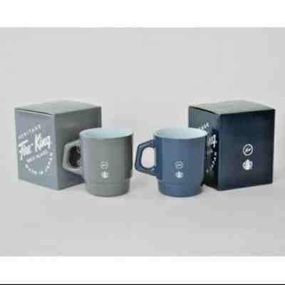 Starbucks Design x Fire-King Fragment Glass Mug cup Navy gray 2Set 2018  F/S - Sold on eBay Nov, 24th 2019 for $118.99