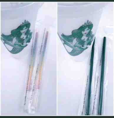 Starbucks 2019 LOT Of 2 Mermaid Siren Frosted Reusable Cold Cup Tumbler - Sold on eBay Nov, 24th 2019 for $15.50